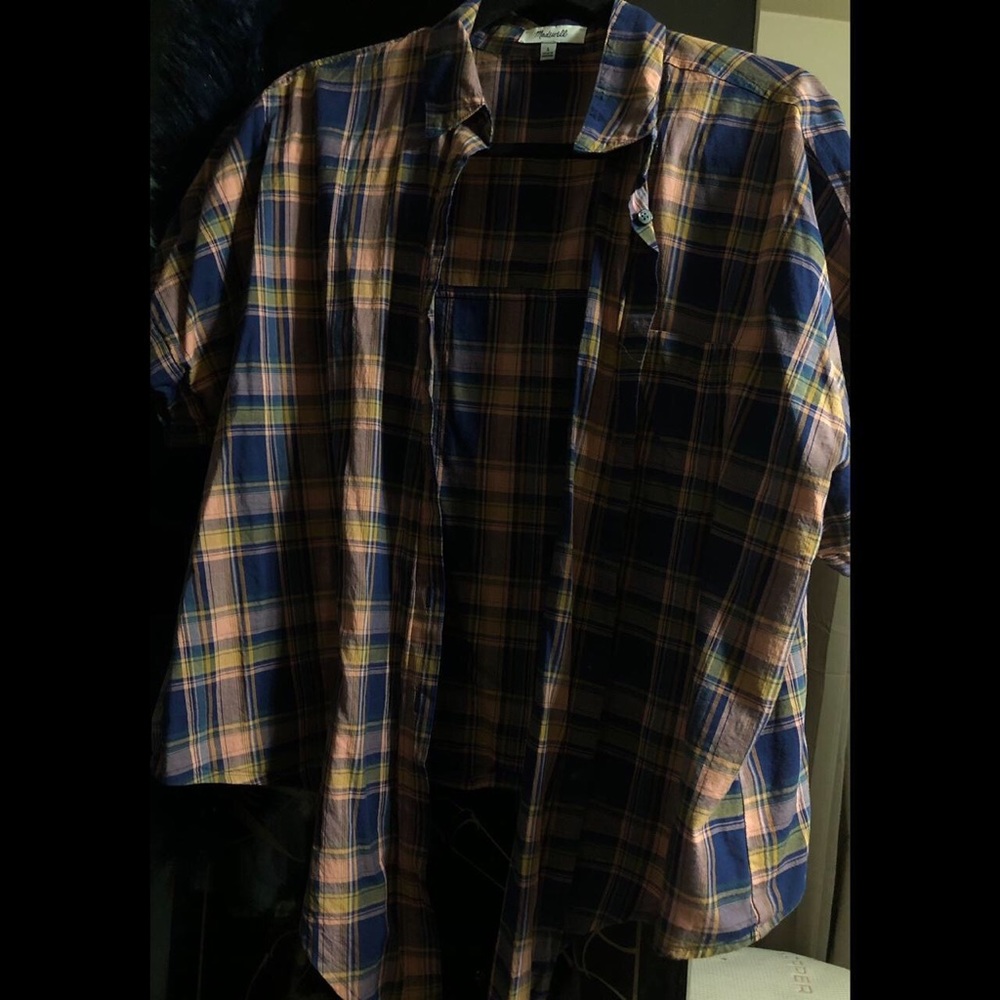 multi colored plaid tie up top